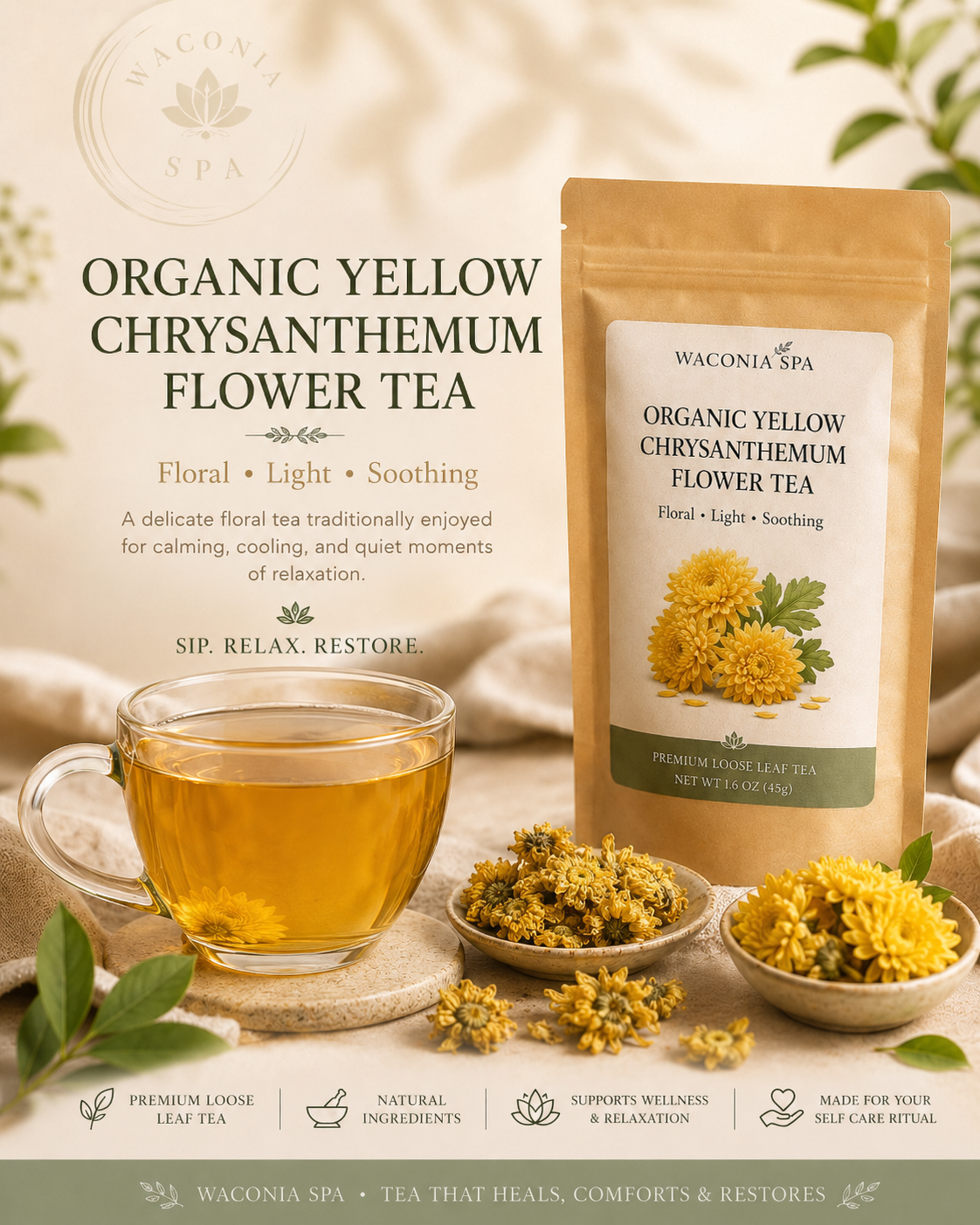Organic Yellow Chrysanthemum Flower Tea